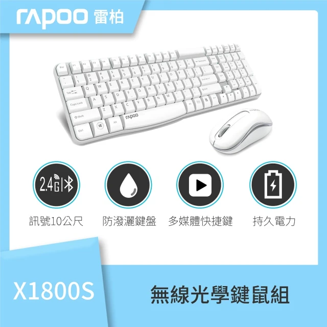 Rapoo 雷柏 X1800S 極簡風2.4GHz無線鍵鼠組(白),U52540063,Rapoo雷柏X1800S極簡風2.4GHz無線鍵鼠組(白),原廠保固,大量採購歡迎洽詢,品質保證