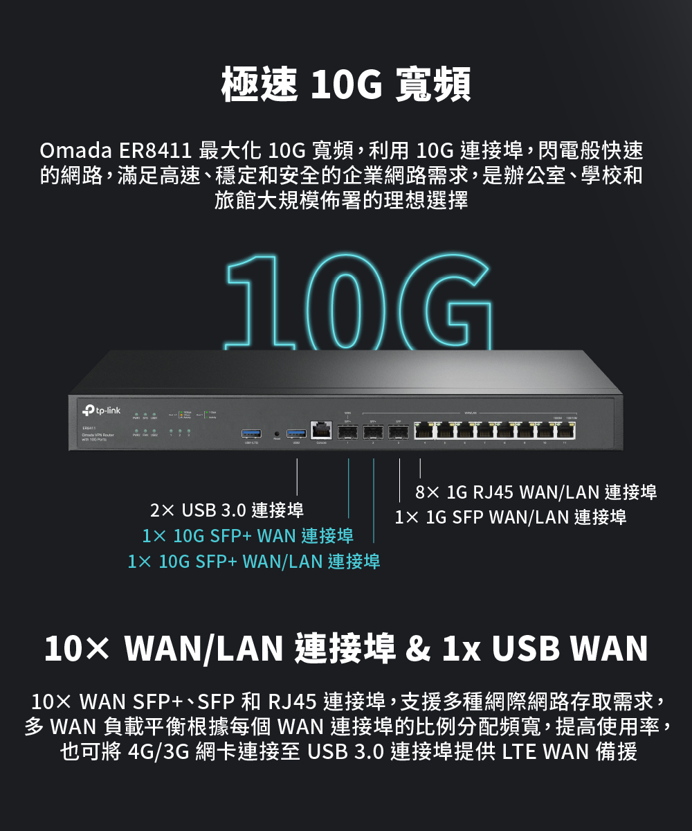 TP-Link ER8411 Omada 10G VPN 路由器