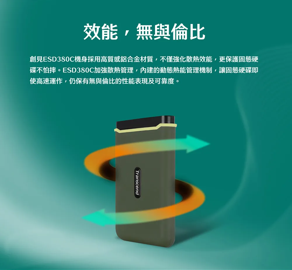 Transcend 創見 ESD380C 行動固態硬碟 2TB 橄欖綠