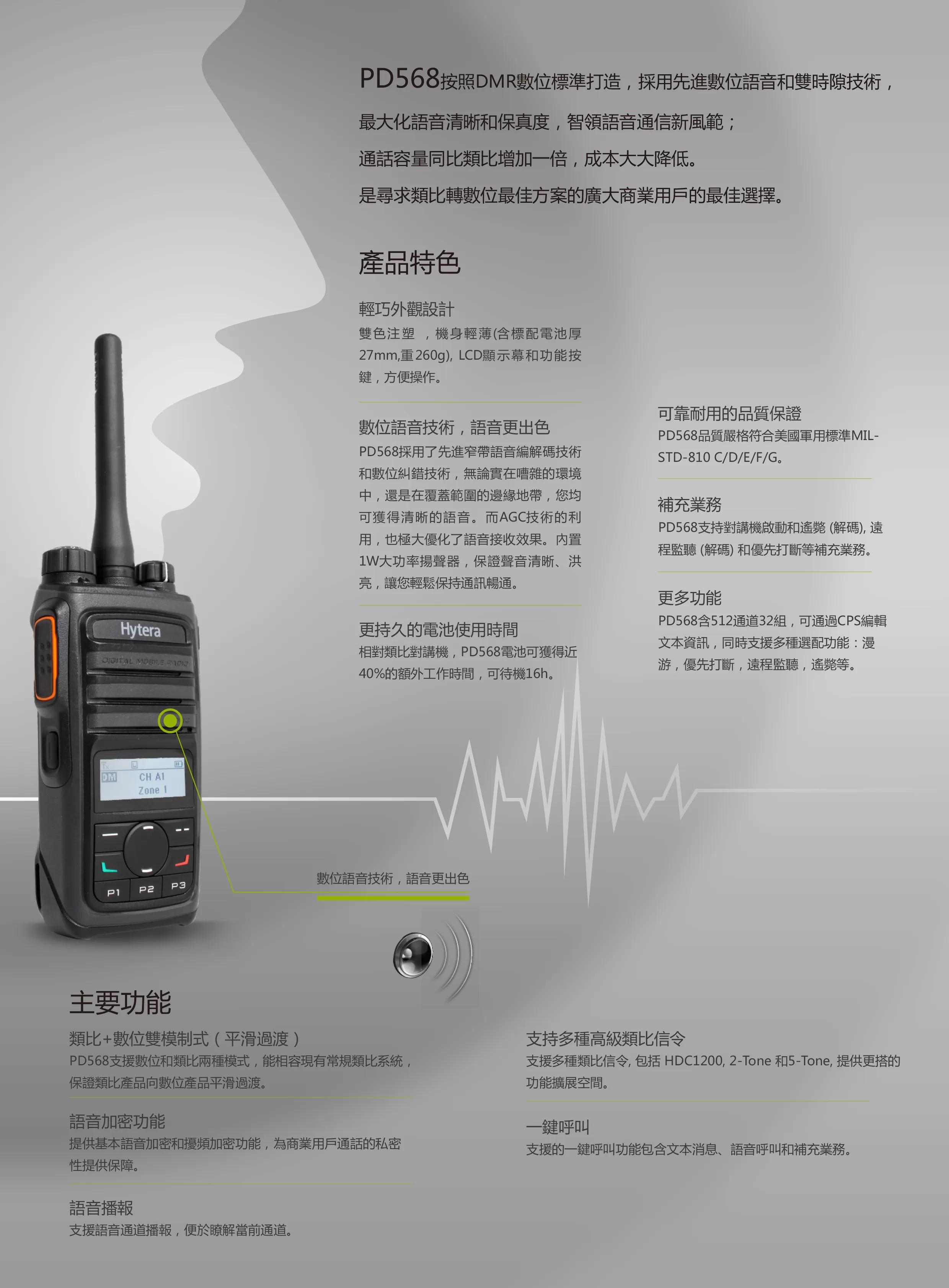 Hytera 海能達無線電 PD568 輕薄機身無線對講機系統