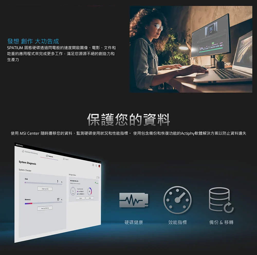 MSI 微星 SPATIUM M580 PCIe 5.0 NVMe M.2 4TB FROZR SSD 固態硬碟