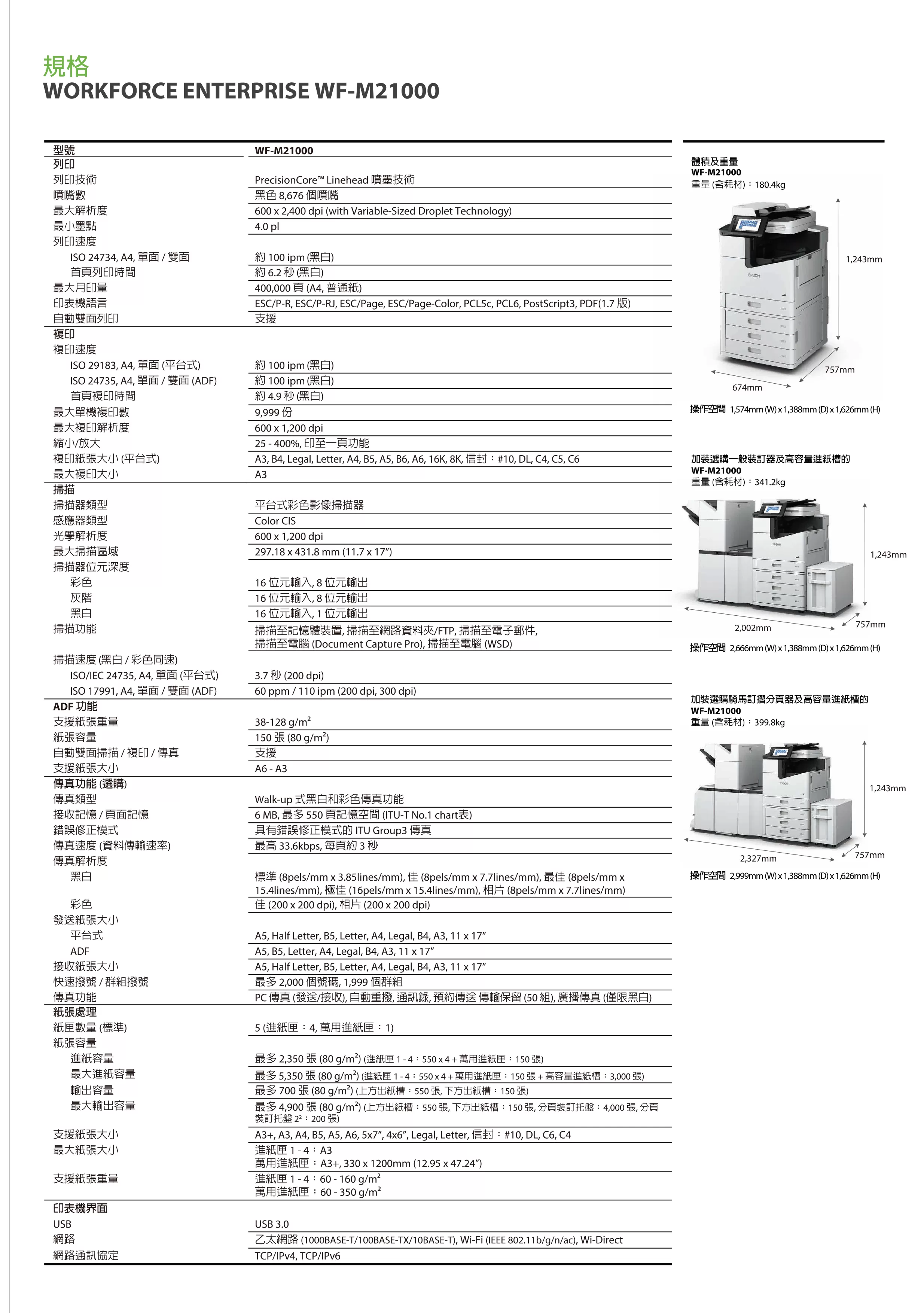 Epson 愛普生 WF-M21000 免加熱極速影印機