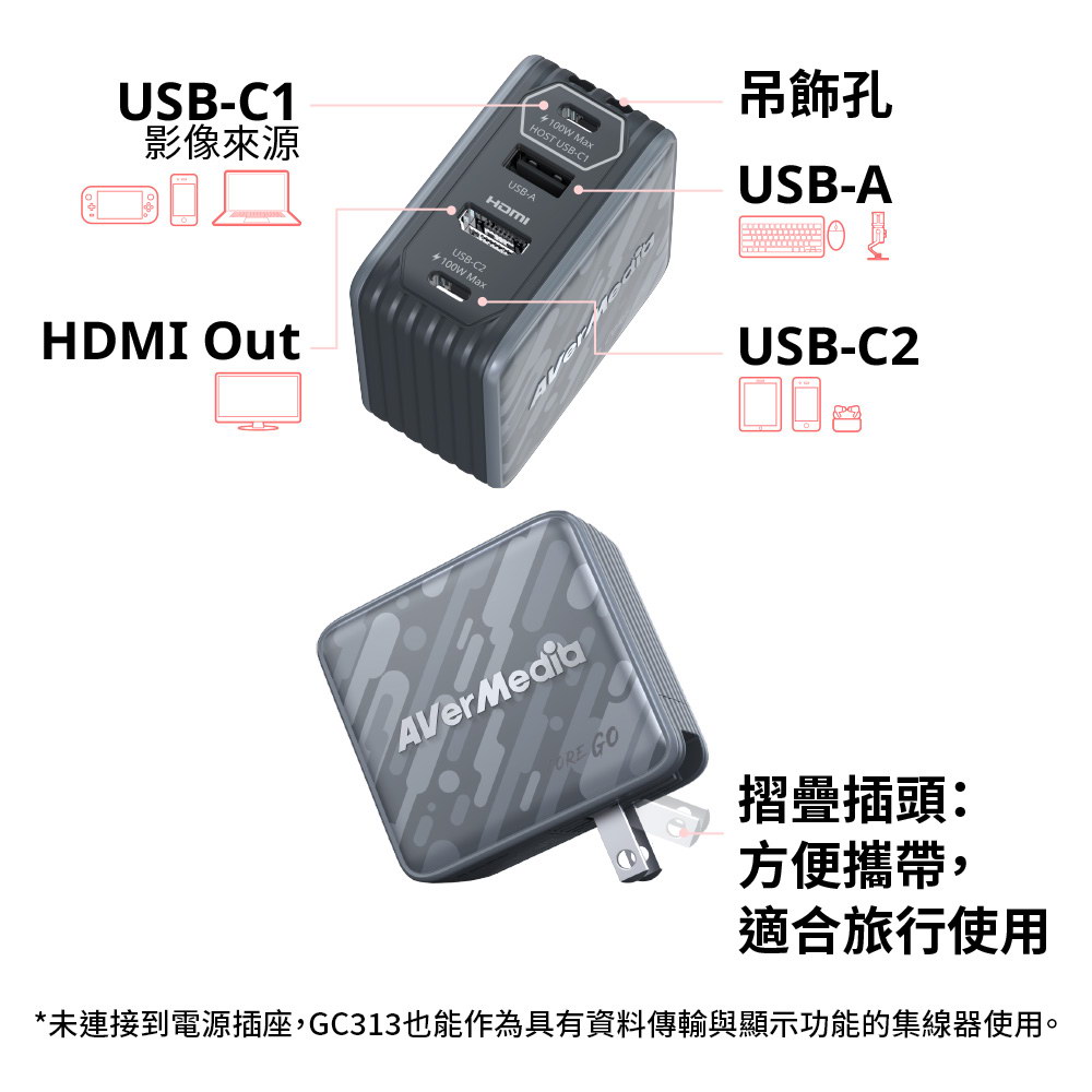 AVERMEDIA 圓剛 CORE GO GC313影像傳輸充電器 ( GC313/40AAGC313AWN ),U52500052,AVERMEDIA圓剛COREGOGC313影像傳輸充電器(GC313/40AAGC313AWN),原廠保固,大量採購歡迎洽詢,品質保證