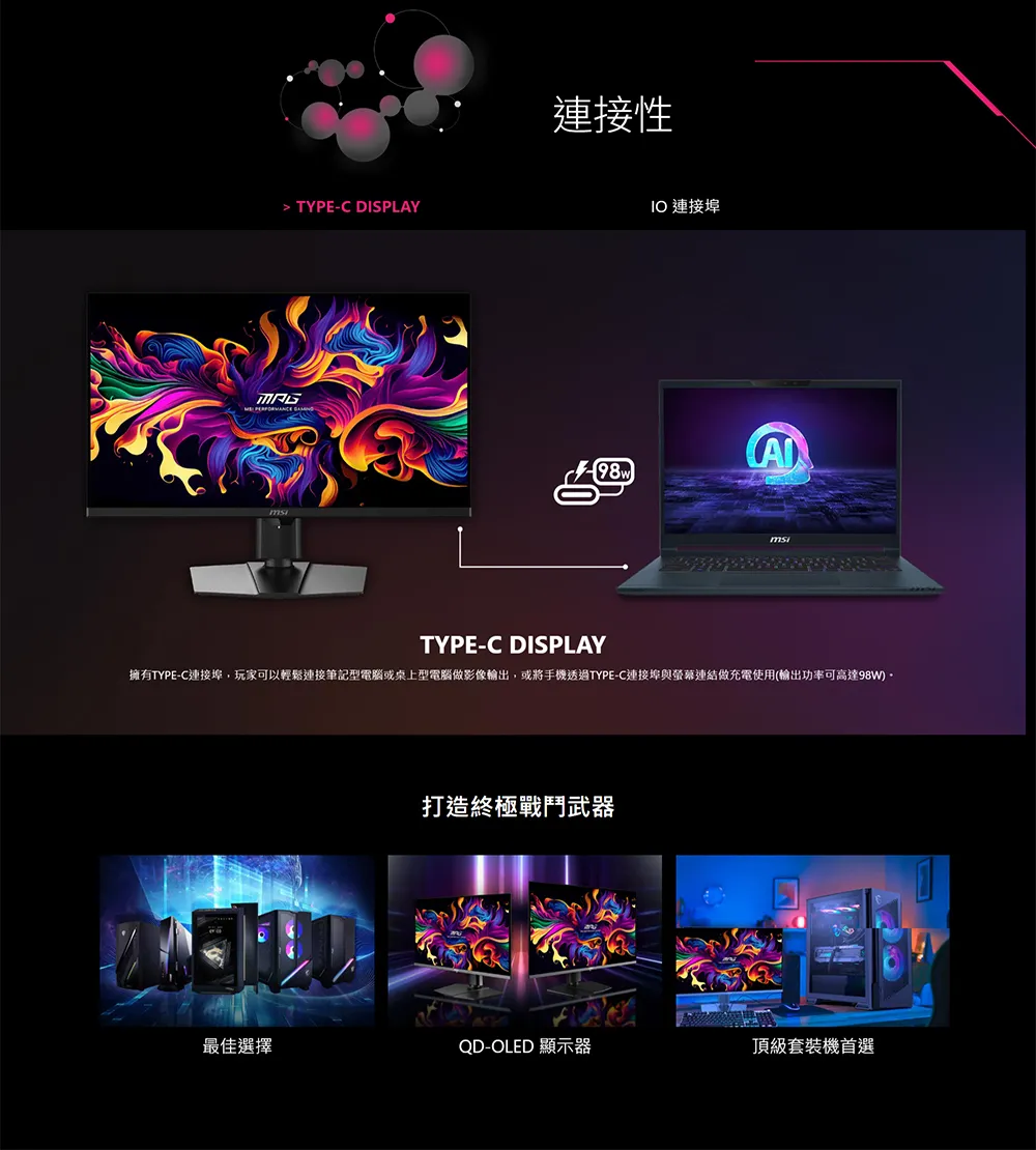 MSI 微星MPG 271QR QD-OLED X50電競螢幕,U62270001,MSI微星MPG271QRQD-OLEDX50電競螢幕,原廠保固,大量採購歡迎洽詢,品質保證