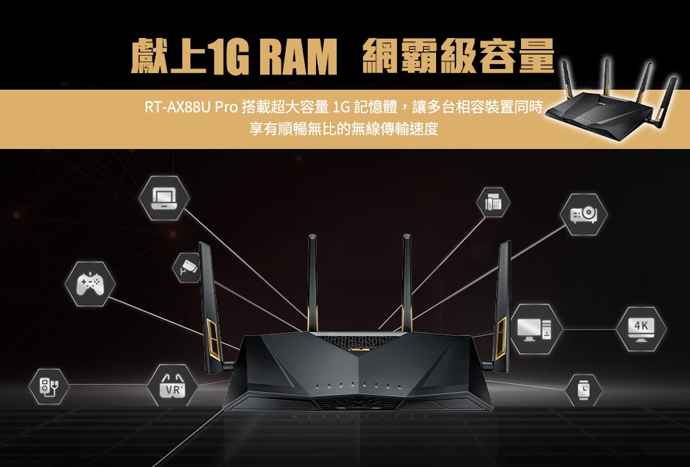 ASUS 華碩 RT-AX88U Pro 雙頻Wi-Fi 6 無線路由器,U50760011,ASUS華碩RT-AX88UPro雙頻Wi-Fi6無線路由器,原廠保固,大量採購歡迎洽詢,品質保證