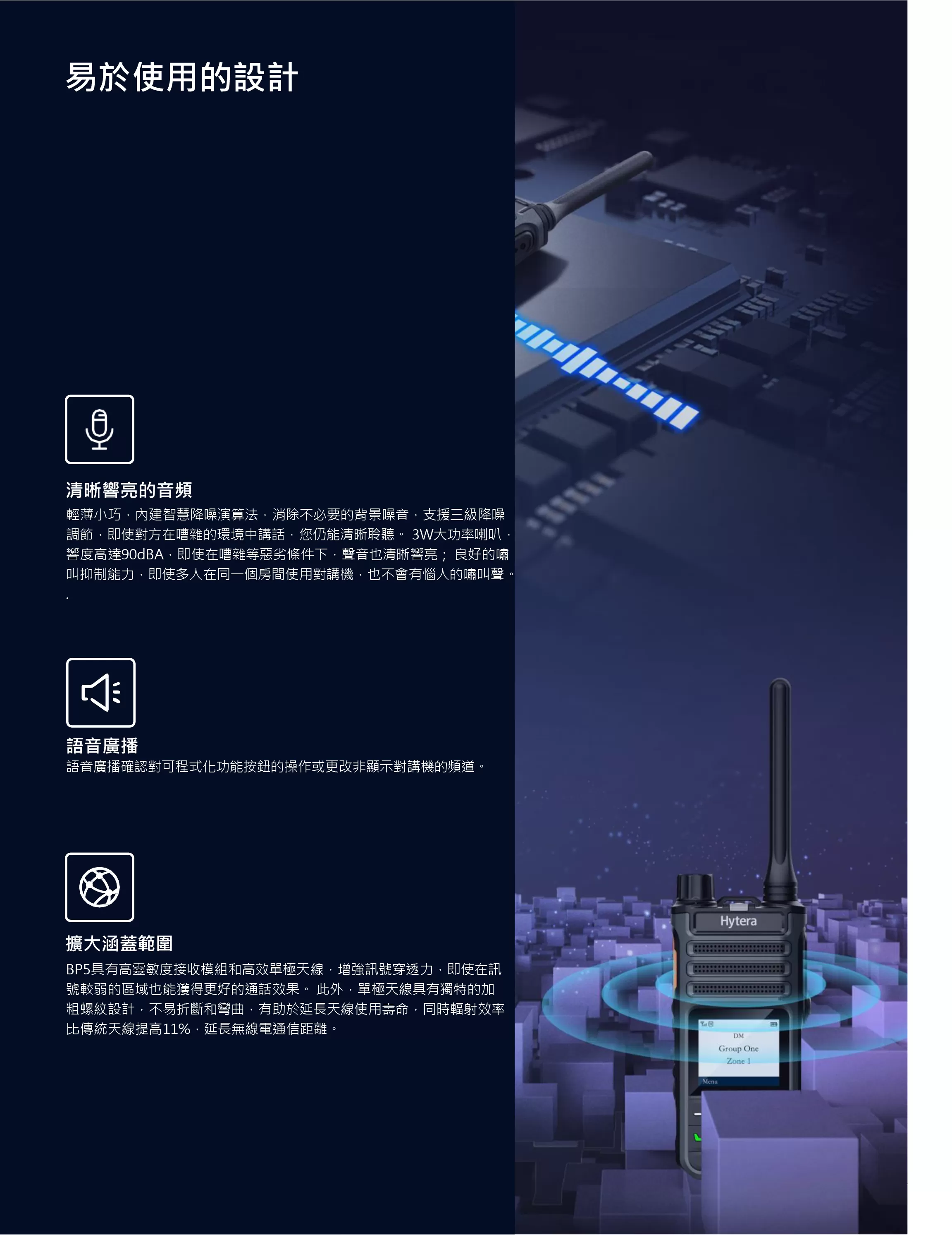 Hytera 海能達無線電 BP518 增強型商務雙向無線電對講機系統