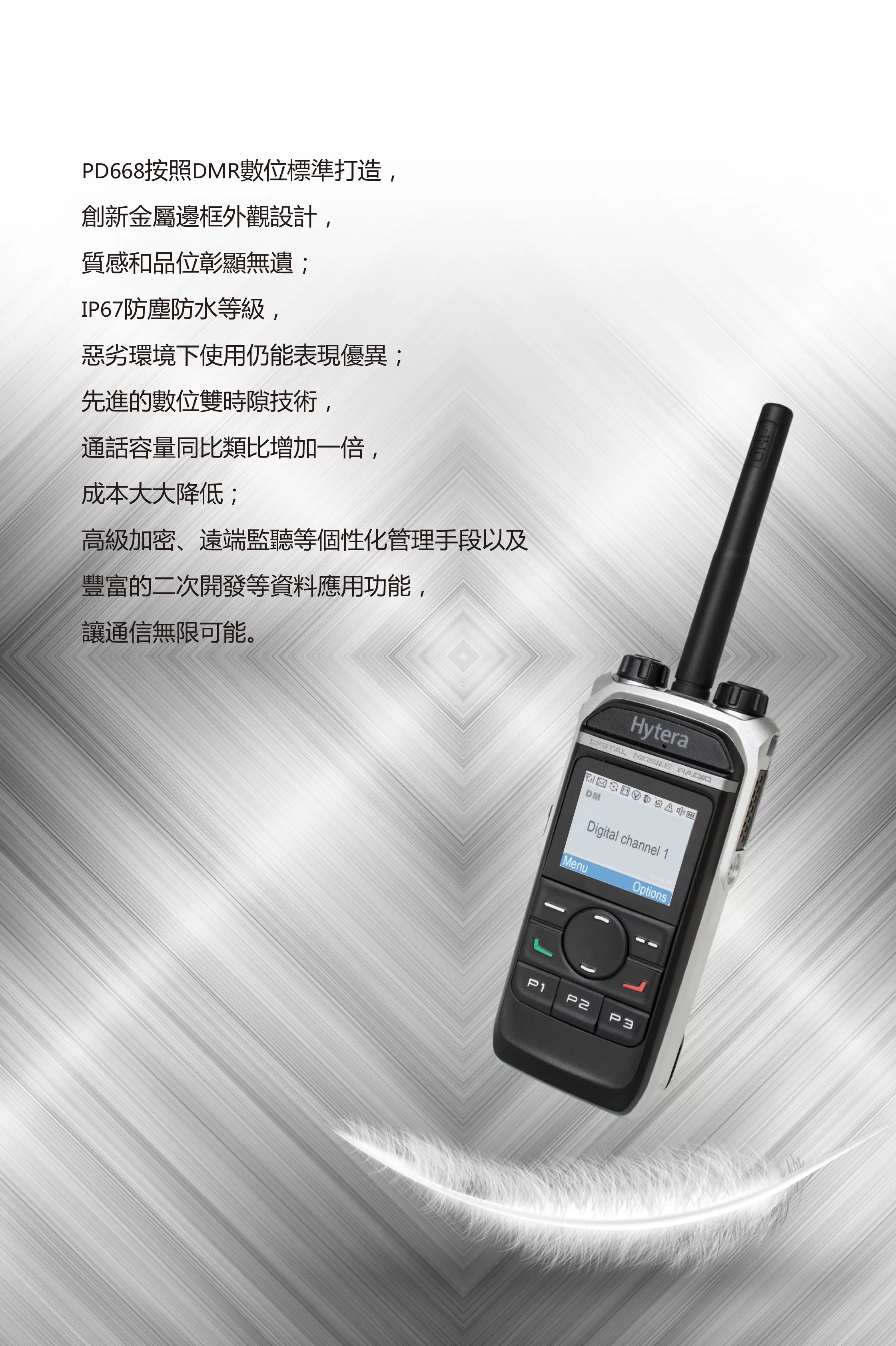 Hytera 海能達無線電 PD668 輕薄機身無線對講機系統