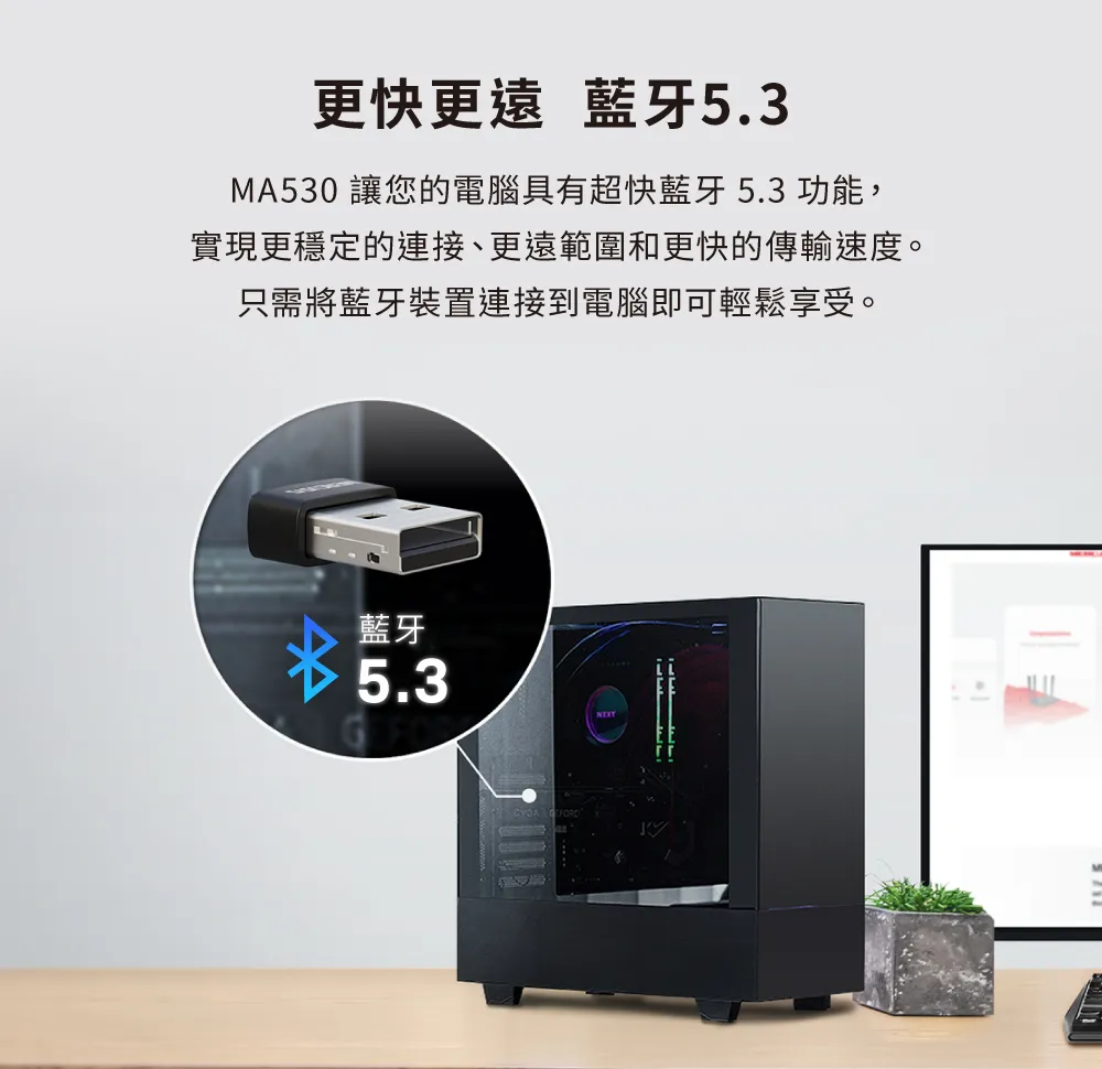 Mercusys 水星 MA530 藍牙 5.3 微型 USB 接收器