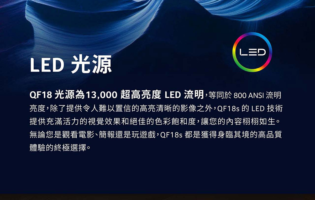 ACER Aopen QF18s 1080P 投影機 800ANSI ( MR.JXS11.002 ) 1080p FHD(1920x1080)/800流,U52390045,ACERAopenQF18s1080P投影機800ANSI(MR.JXS11.002)1080pFHD(1920x1080)/800流,原廠保固,大量採購歡迎洽詢,品質保證