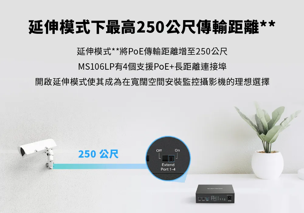 Mercusys 水星 MS106LP 6 埠 10/100Mbps 桌上型交換器(含 4 埠 PoE+)