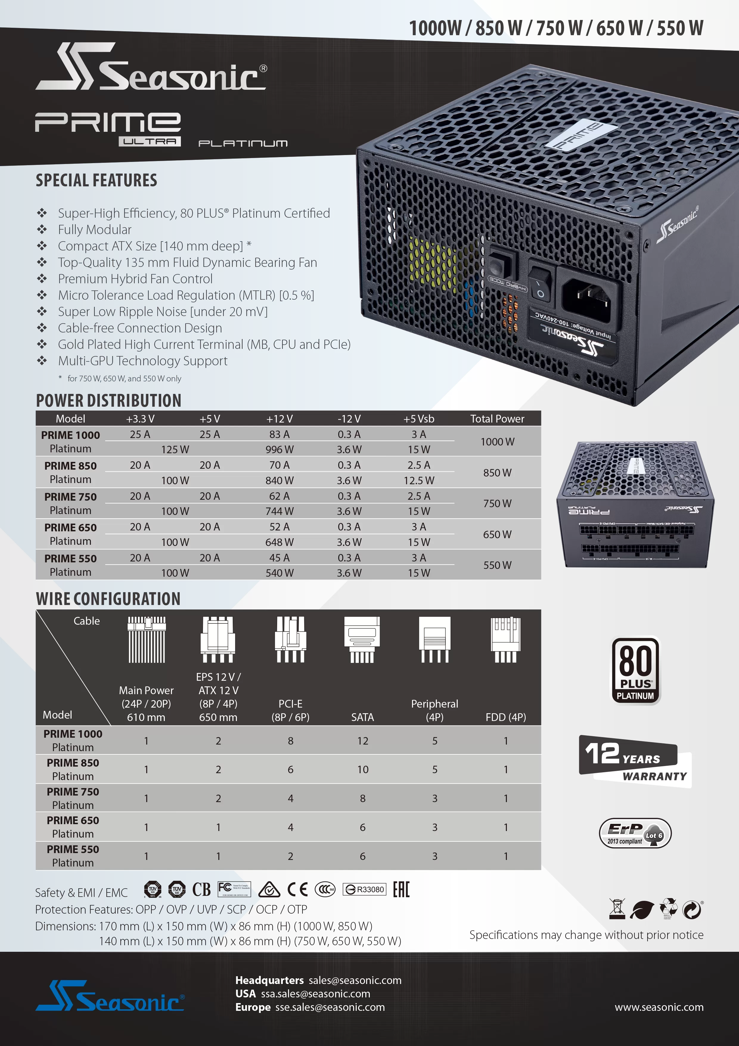 SeaSonic 海韻 Prime Ultra Platinum 1000W 白金 全模組 電源供應器