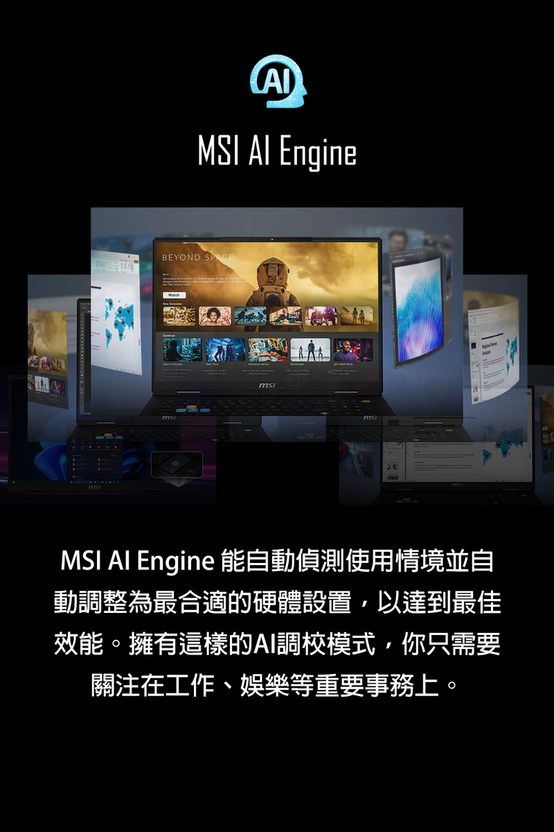 MSI 微星 Stealth 16 AI A2HW Intel Ultra 7超強處理器 / NVIDIA RTX 5060 8GB電競級顯示卡 電競筆電