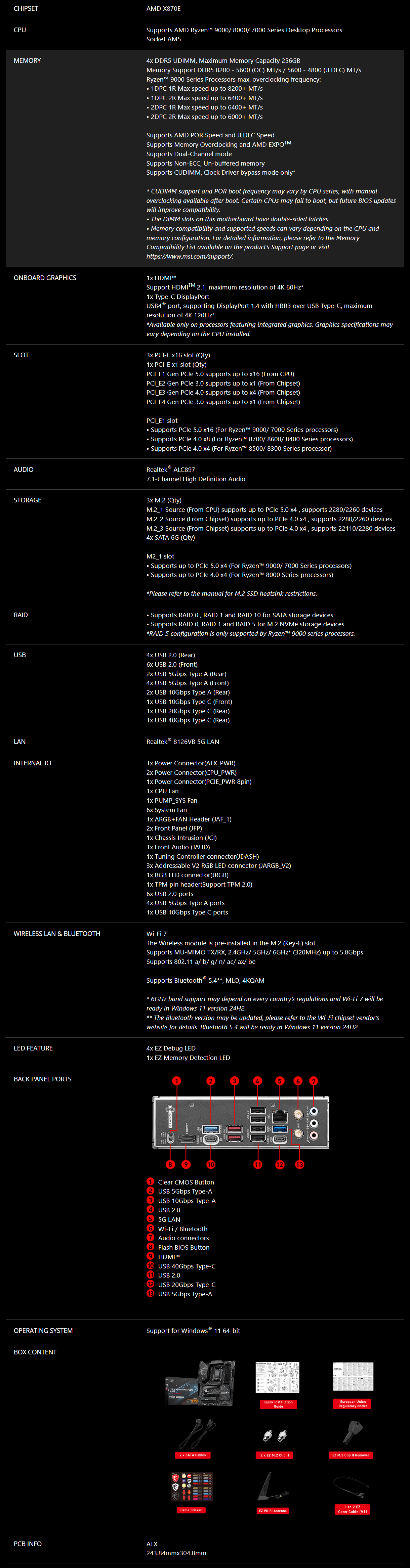 MSI 微星 X870E GAMING PLUS WIFI 主機板,U52890030,MSI微星X870EGAMINGPLUSWIFI主機板,原廠保固,大量採購歡迎洽詢,品質保證