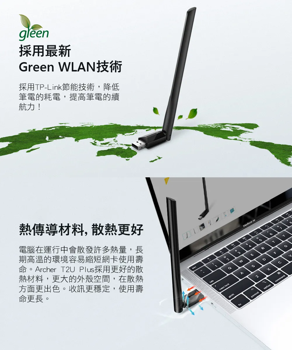 TP-Link Archer T2U Plus AC600 高增益雙頻 USB 無線網卡