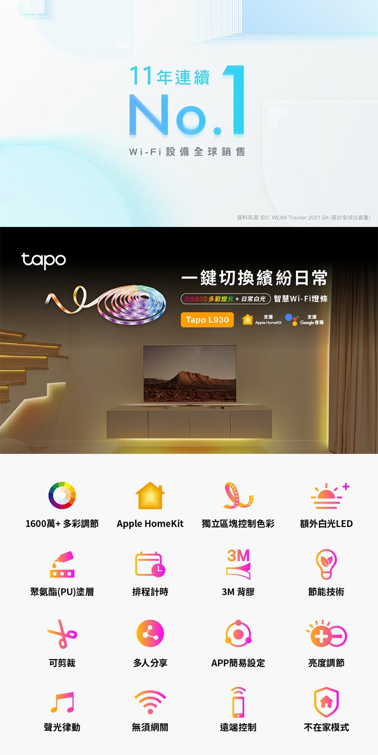 TP-Link Tapo L930-5 智慧 Wi-Fi 多彩燈條