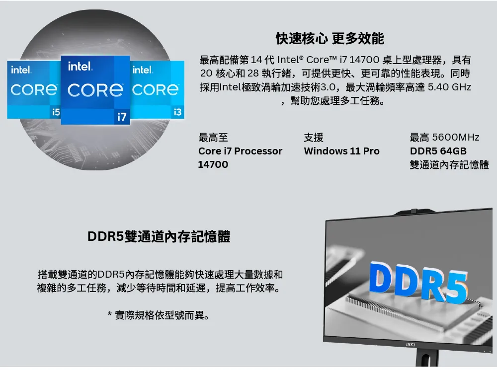 MSI 微星 PRO AP242P i3處理器-8G記憶體 / 512G SSD 一體成型電腦