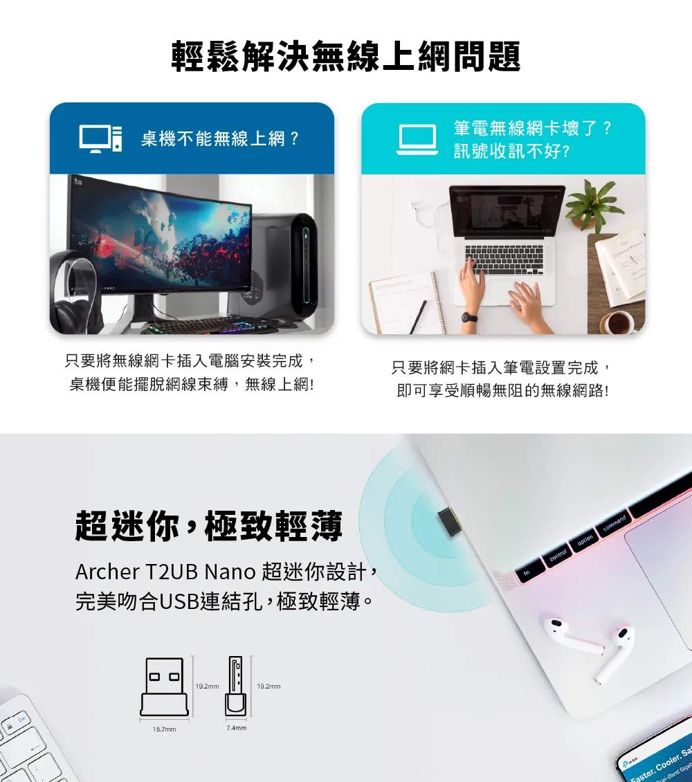 TP-Link Archer T2UB Nano AC600 超迷你型 Wi-Fi 藍牙4.2 USB無線網卡