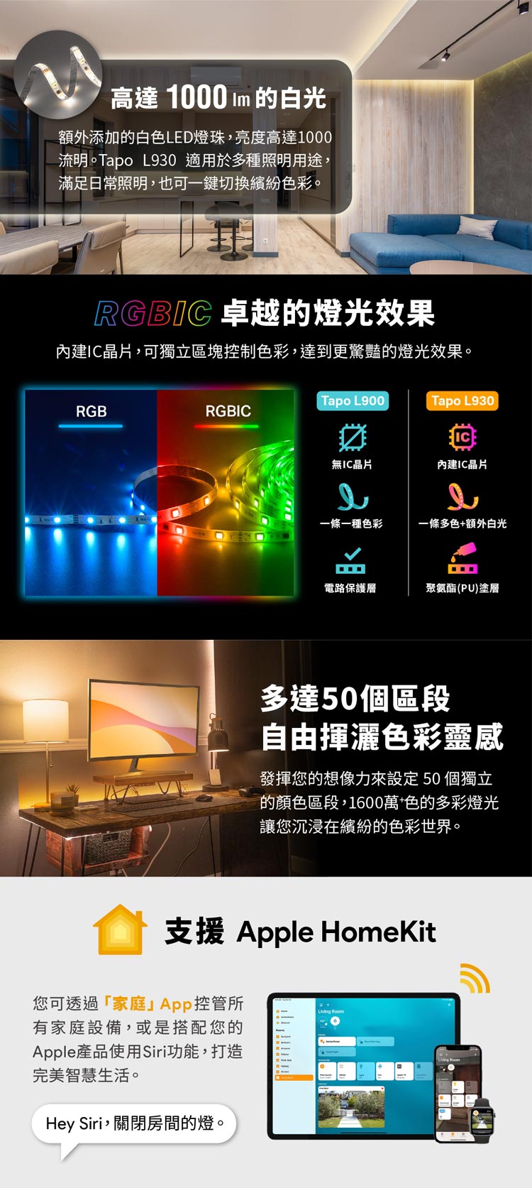 TP-Link Tapo L930-5 智慧 Wi-Fi 多彩燈條