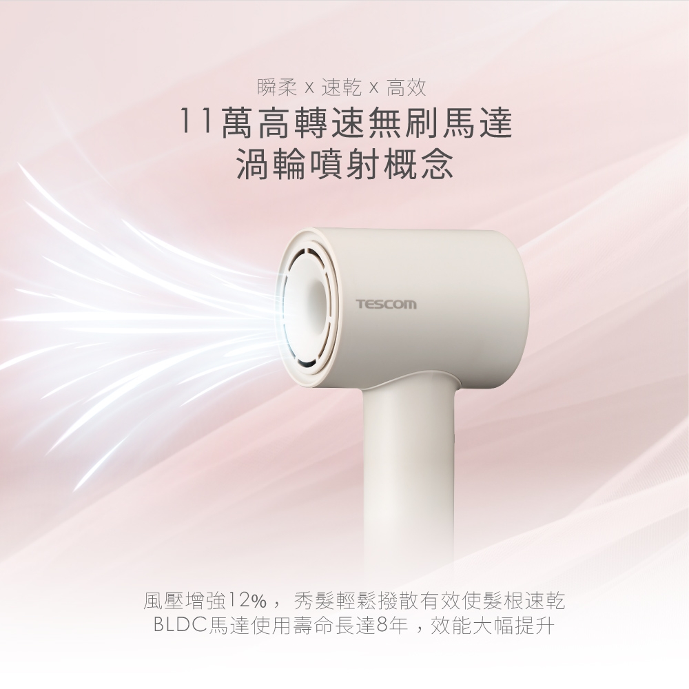 TESCOM 專業負離子吹風機 TD760TW 羽量級BLDC吹風機