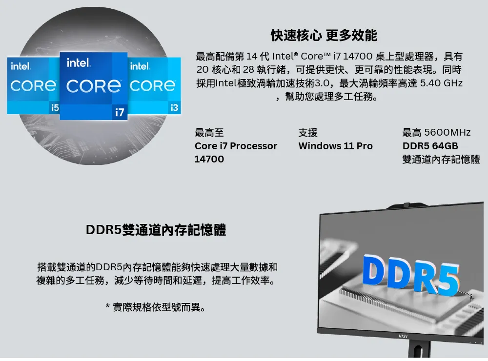 MSI 微星 PRO AP272P i3處理器/ 8G記憶體/ 512G SSD 一體成型電腦