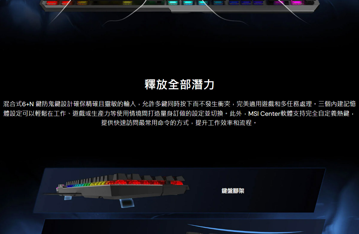 MSI 微星 STRIKE 600 SILENT TC 終極靜音RGB電競鍵盤
