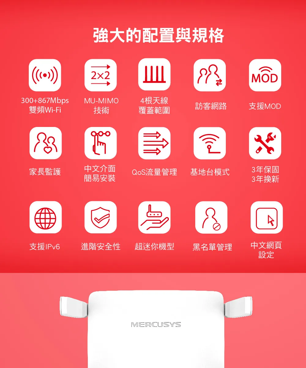 Mercusys 水星 AC10 AC1200 無線雙頻路由器