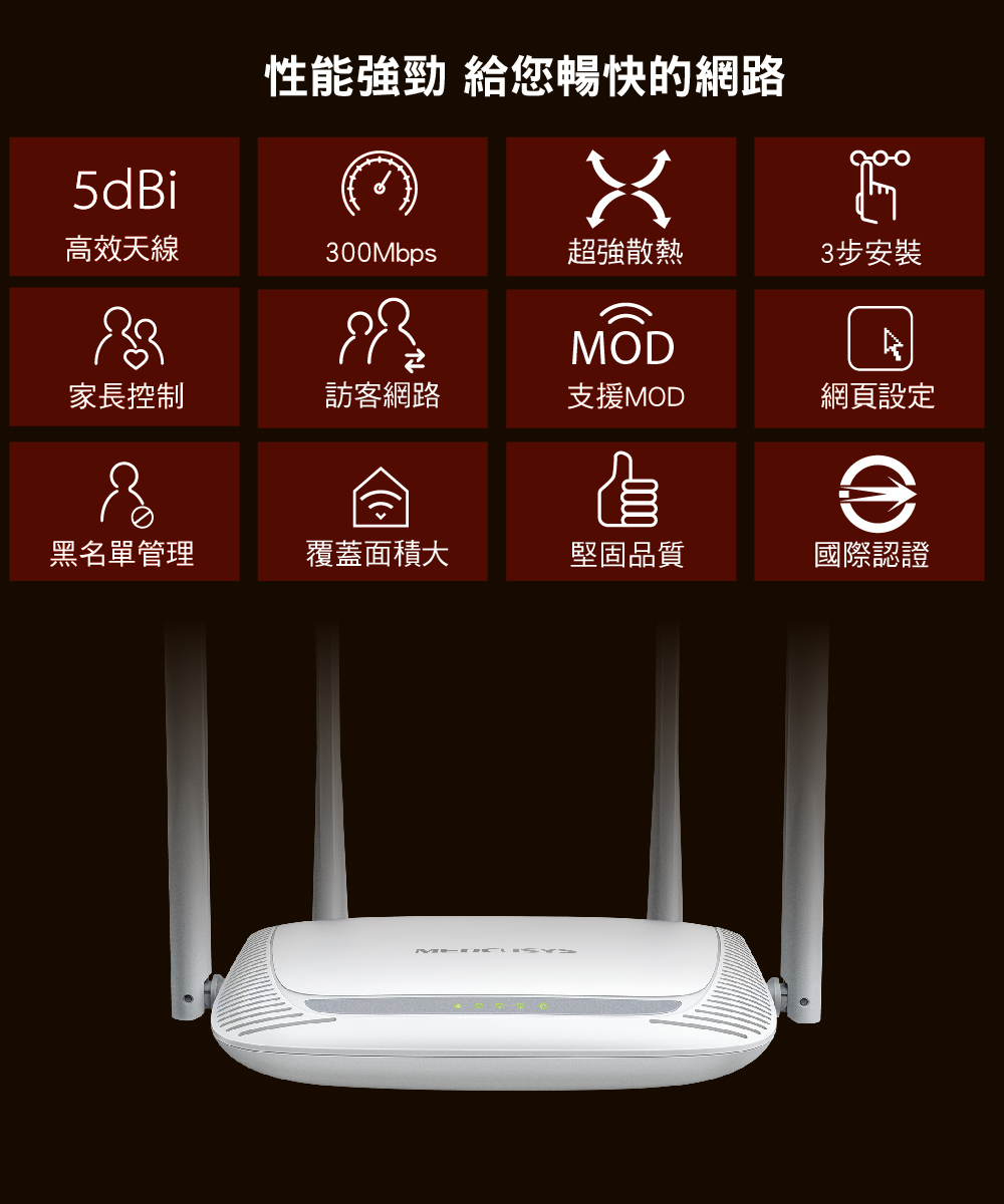 Mercusys 水星 MW325R 300Mbps 加強型 無線 N 路由器