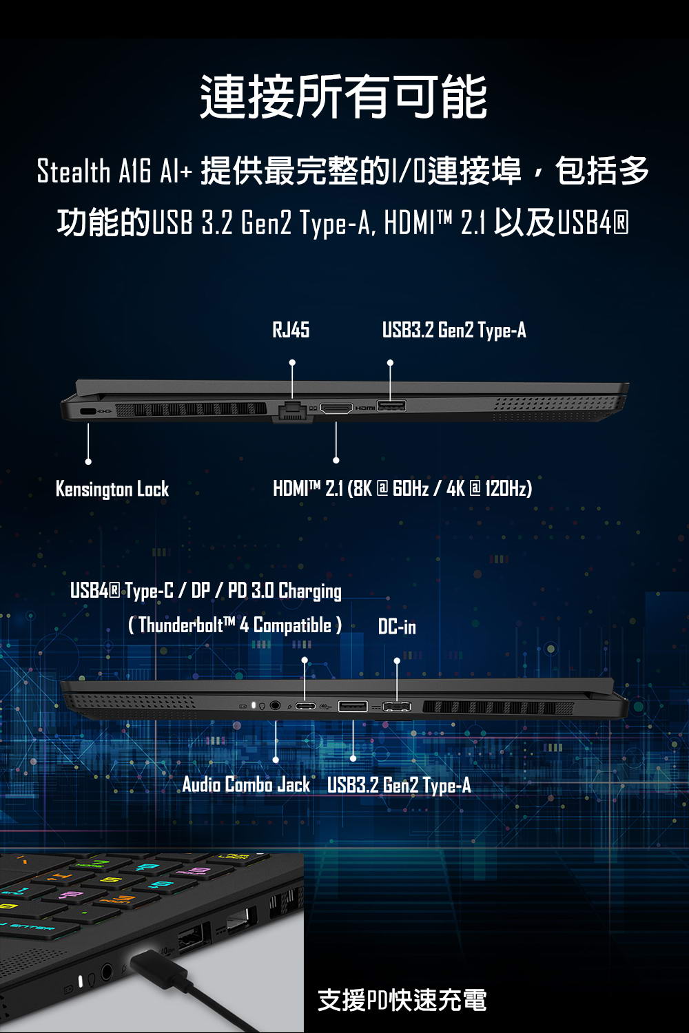 MSI Stealth A16 AI+ 電競筆電 A3XWIG-BBARI370X32G 纖薄俐落有型