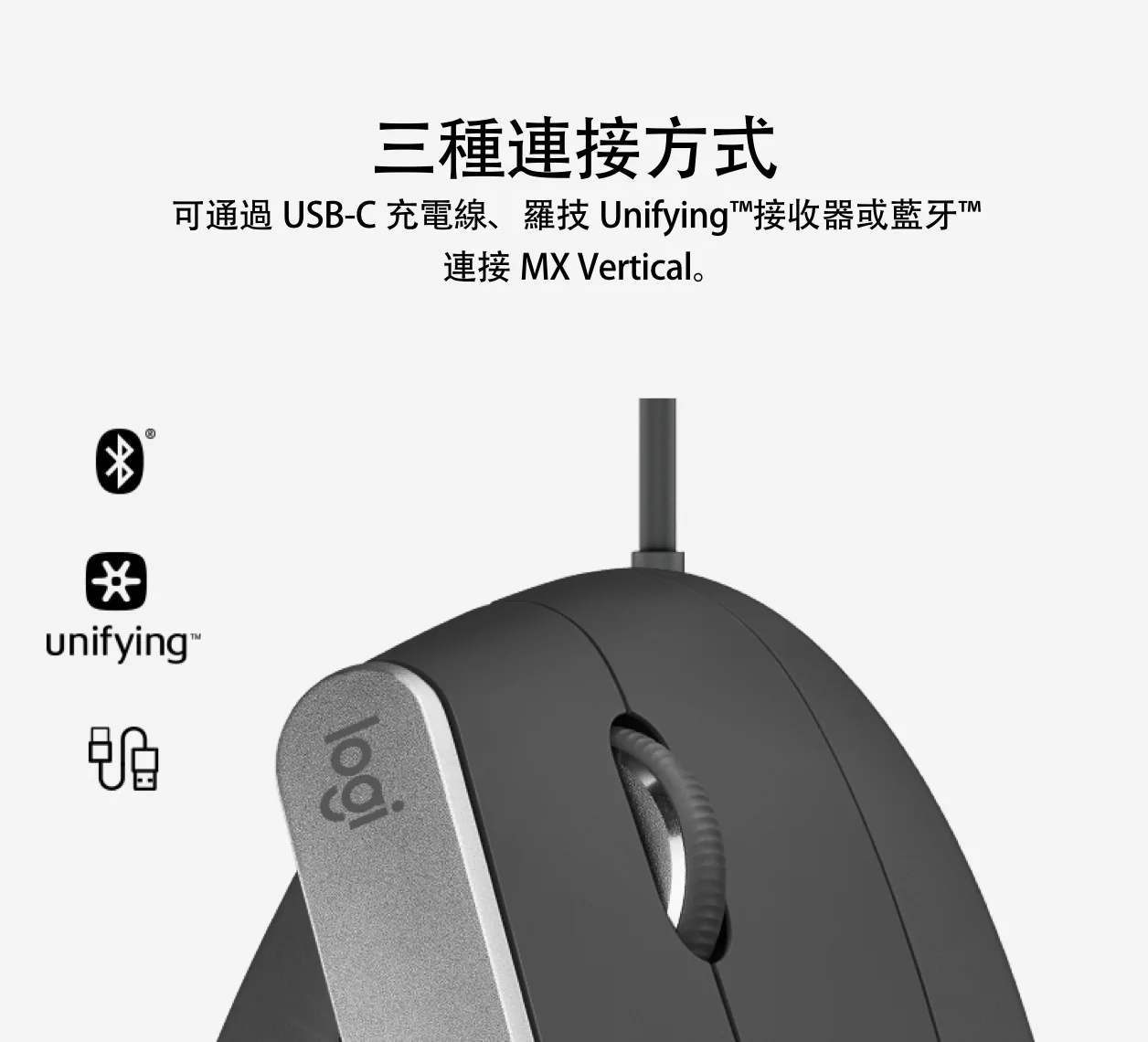 Logitech 羅技 MX Vertical 無線滑鼠 - 黑