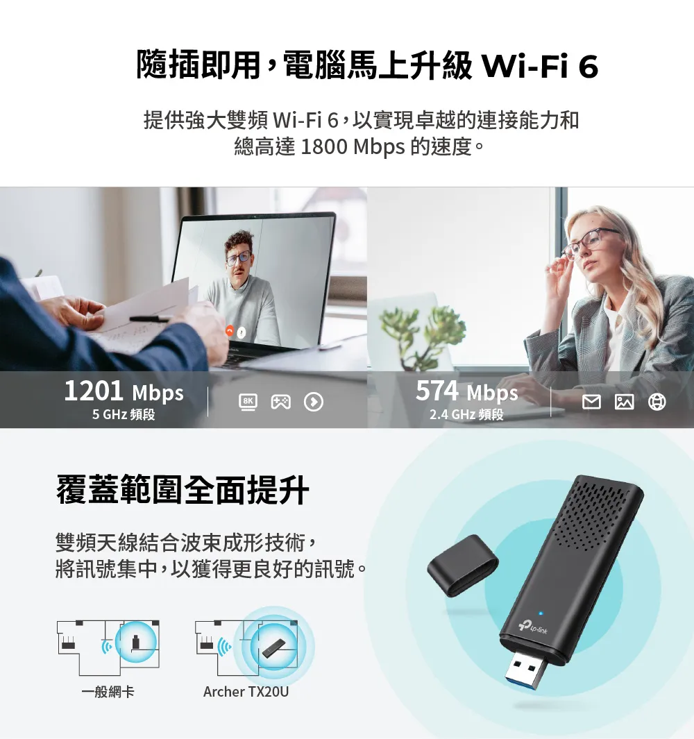 TP-Link Archer TX20U AX1800 雙頻 Wi-Fi 6 無線USB網卡