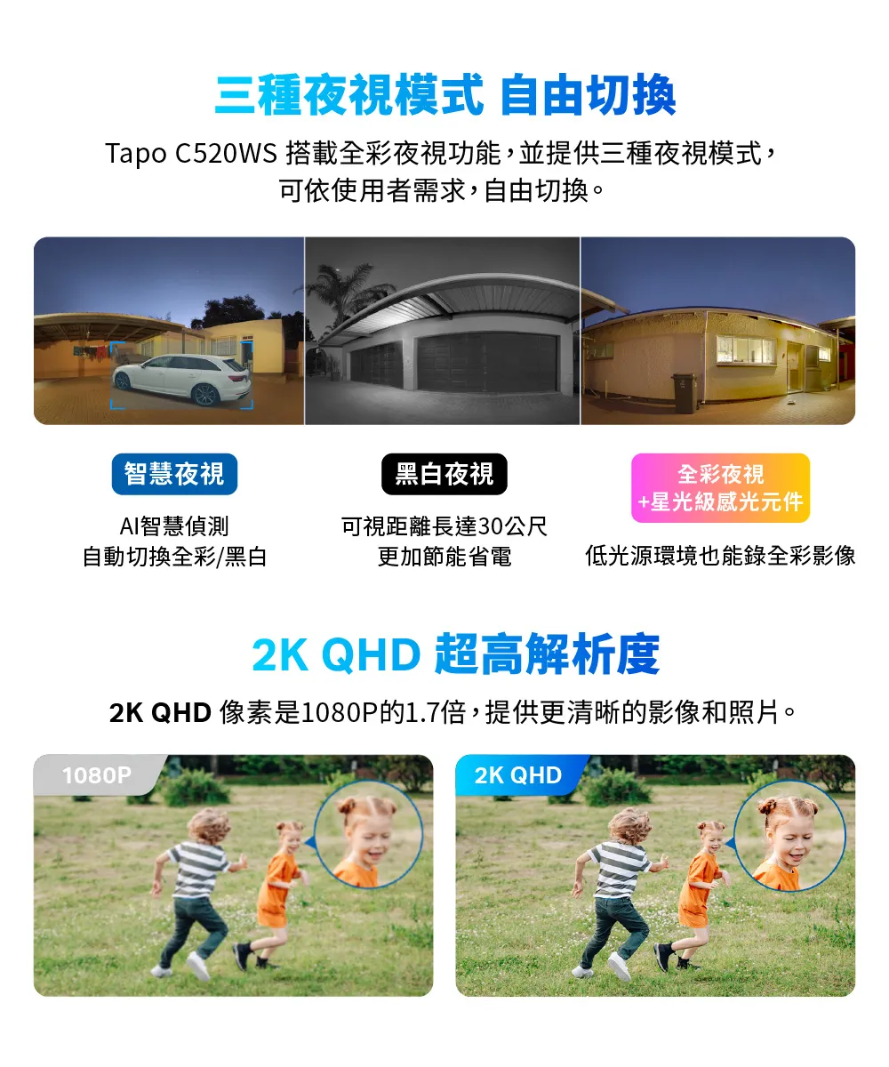 TP-Link Tapo C520WS 戶外旋轉式 WiFi 防護攝影機