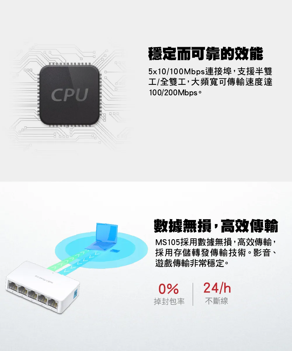 Mercusys 水星 MS105 5埠 10/100Mbps 桌上型交換器