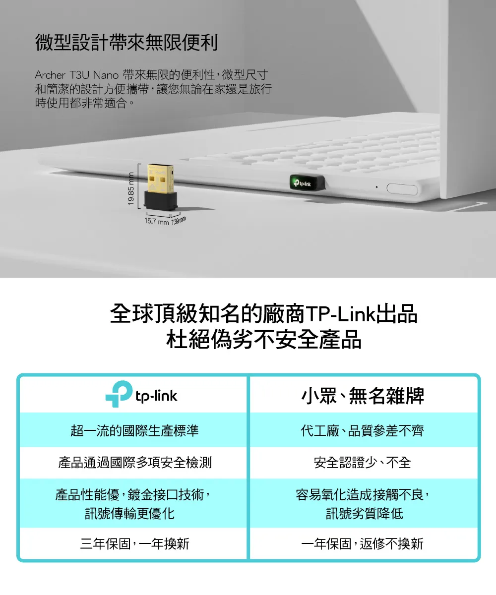 TP-Link Archer T3U Nano AC1300 MU-MIMO 超迷你型 USB 無線網卡