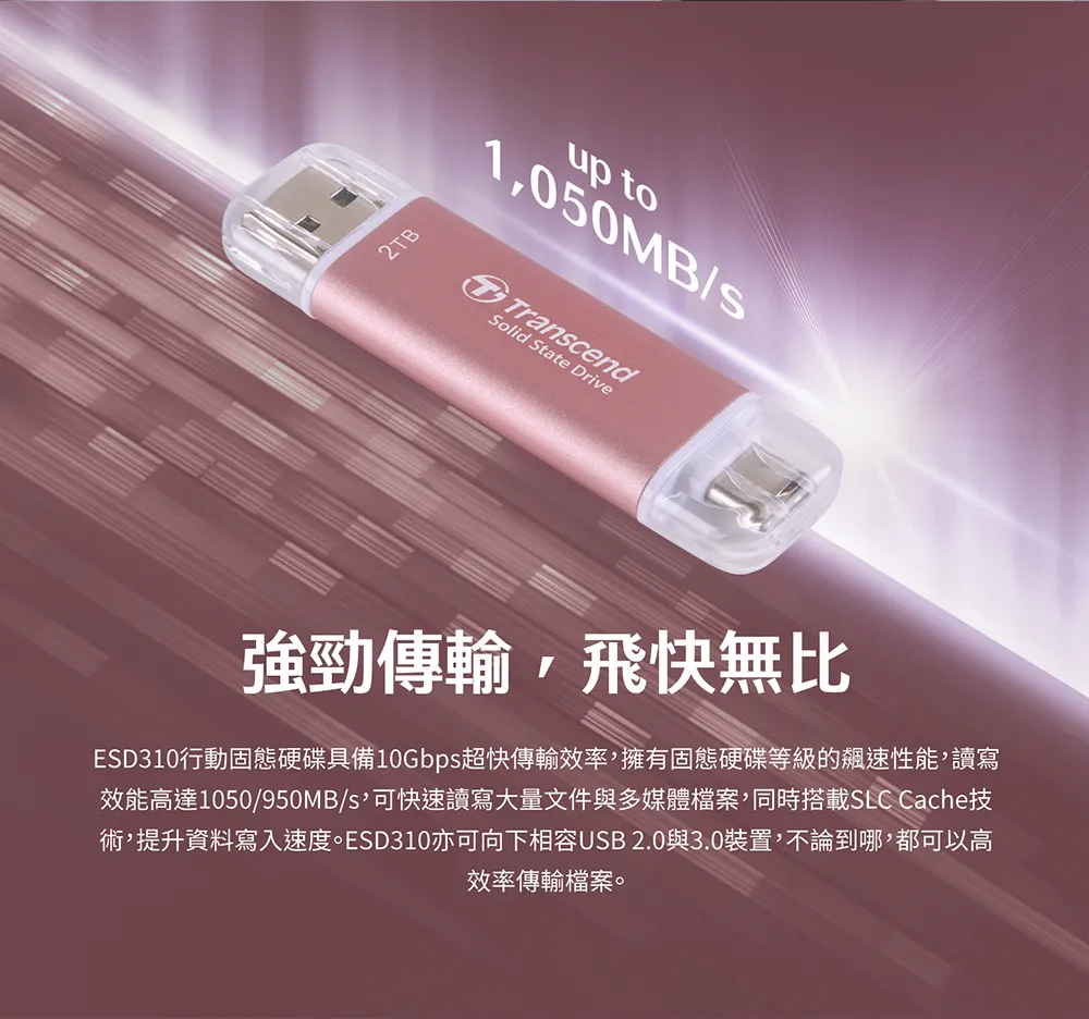 Transcend 創見 ESD310 行動固態硬碟 256GB 黑色