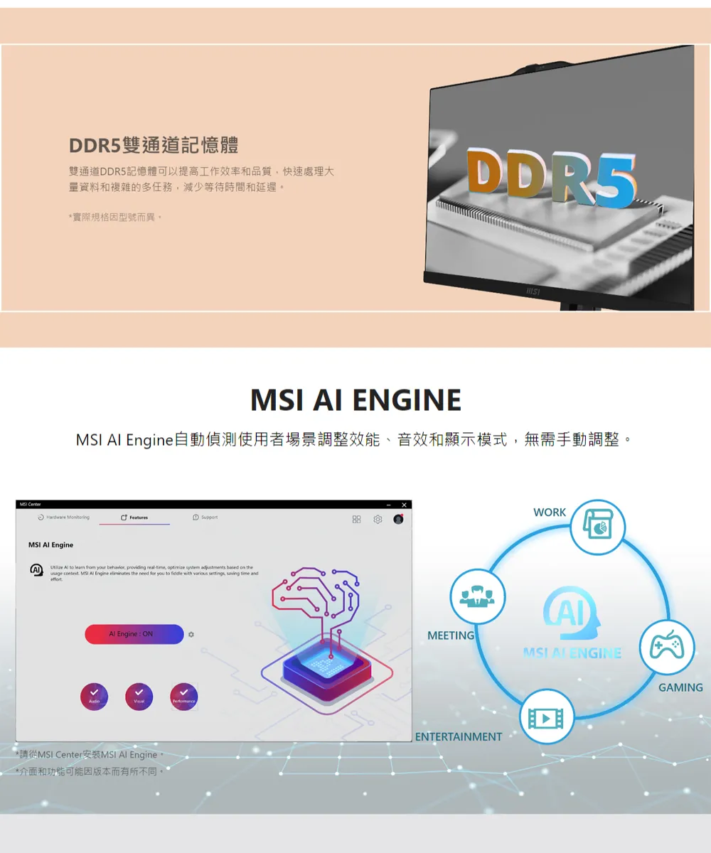 MSI 微星 Modern AM272P  Core 5處理器 / 8G記憶體 / 1T SSD  一體成型液晶電腦