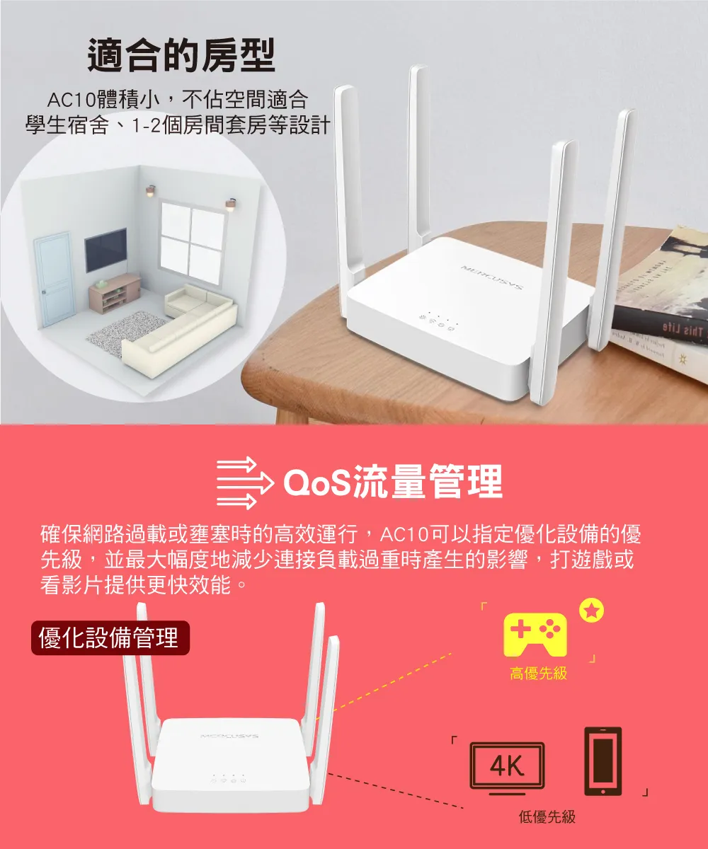 Mercusys 水星 AC10 AC1200 無線雙頻路由器