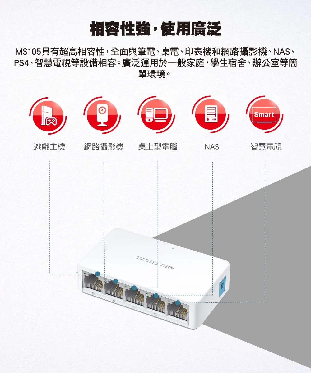 Mercusys 水星 MS105 5埠 10/100Mbps 桌上型交換器