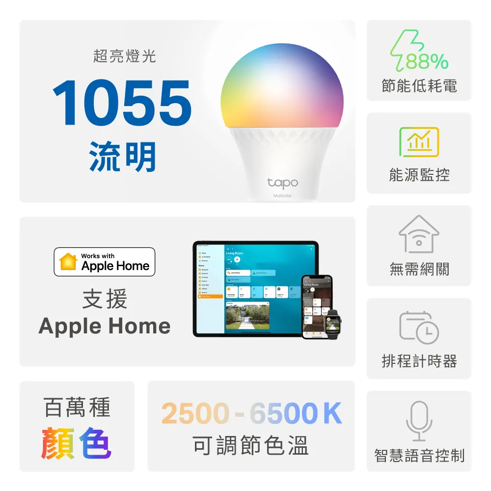 TP-Link Tapo L536E 智慧 WiFi 多彩燈泡