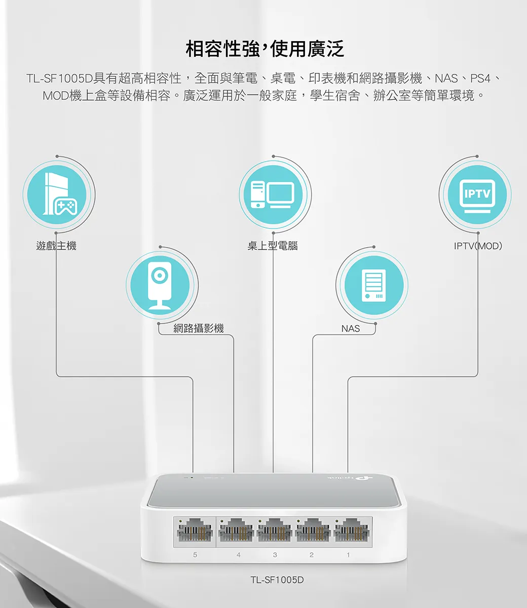 TP-Link TL-SF1005D 5埠 10/100Mbps 桌上型交換器