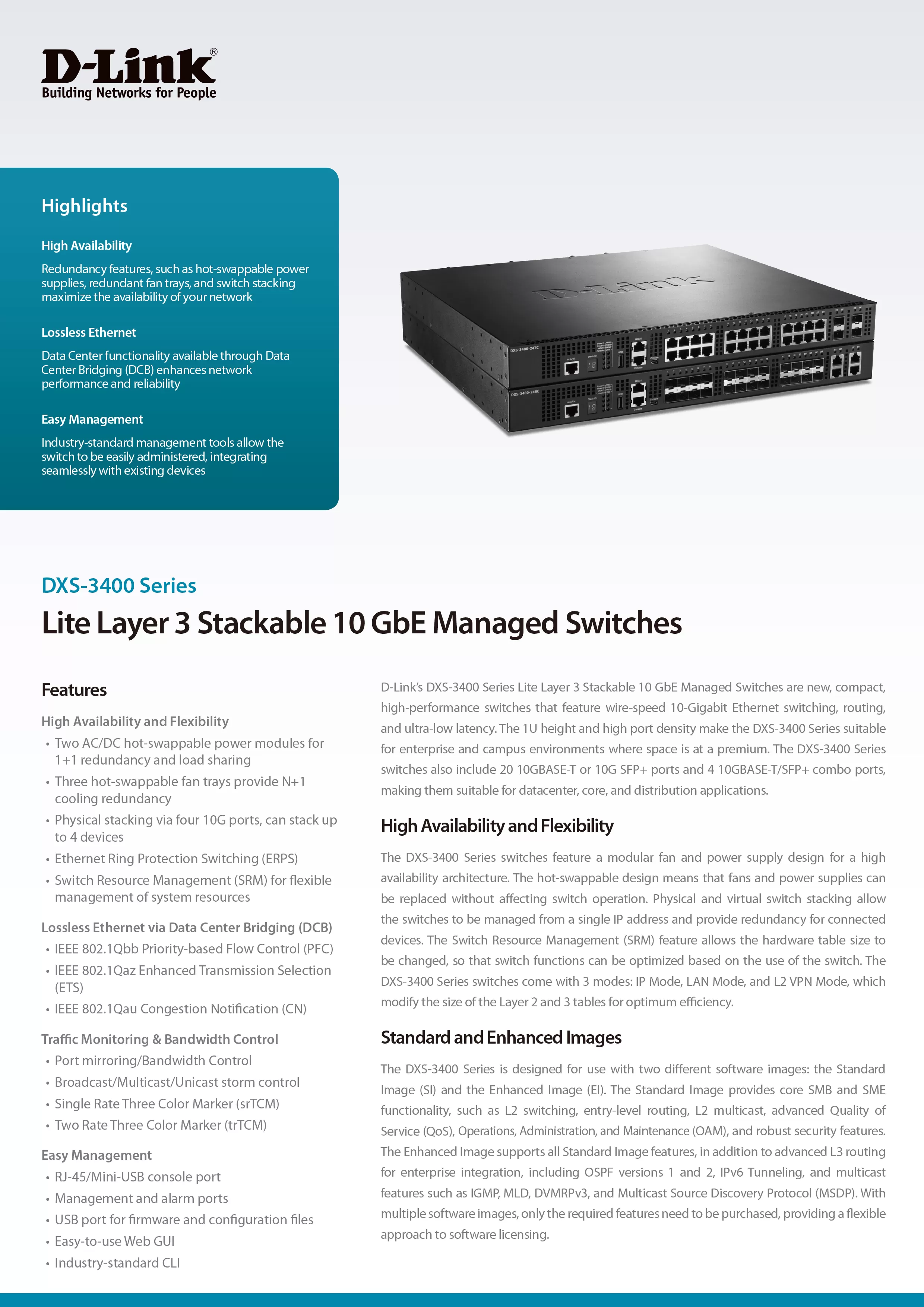 D-Link 友訊 DXS-3400-24TC(EI) DXS-3400系列 網管型10G交換器