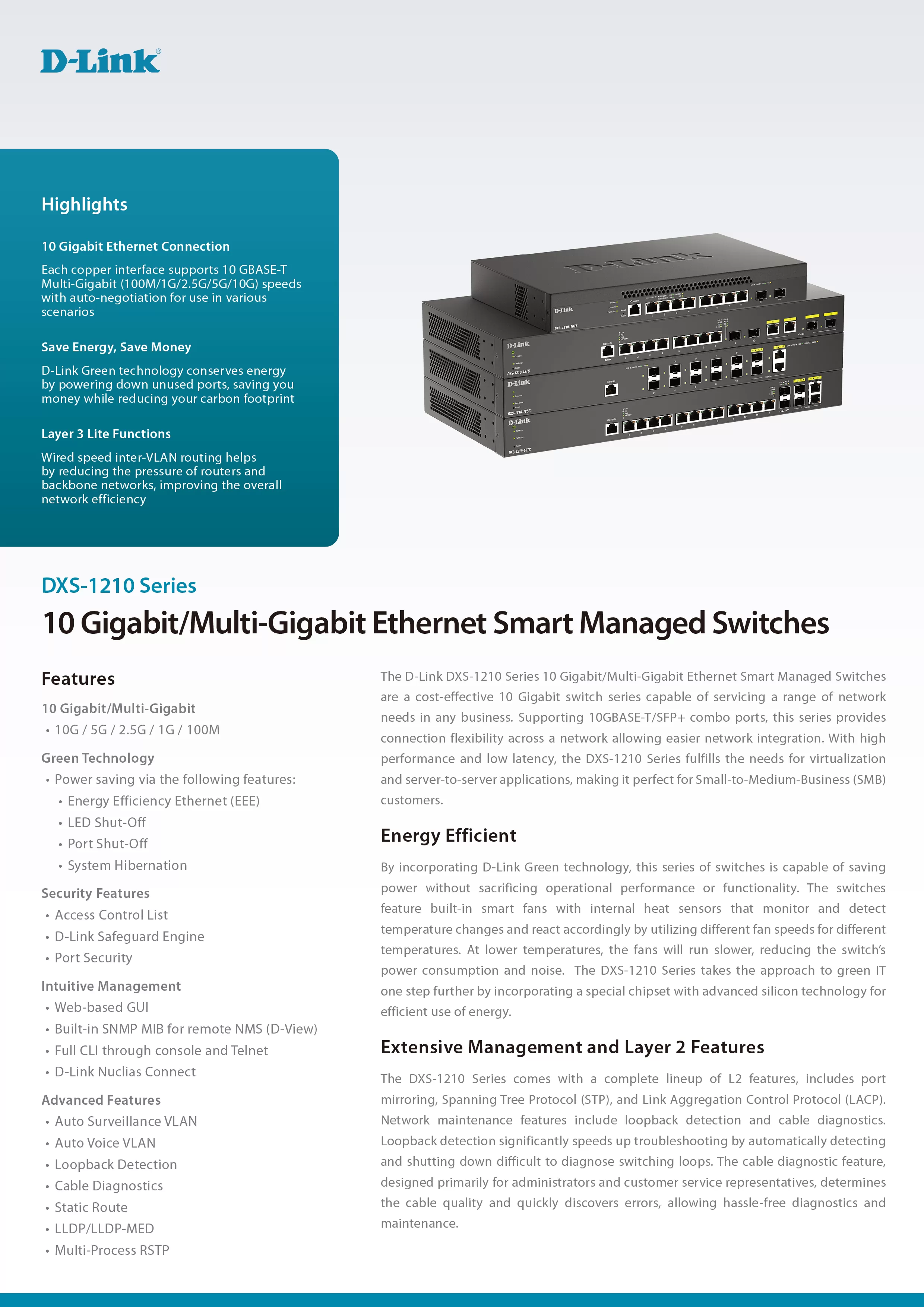 D-Link 友訊 DXS-1210-12TC DXS-1210系列 智慧型10G 交換器