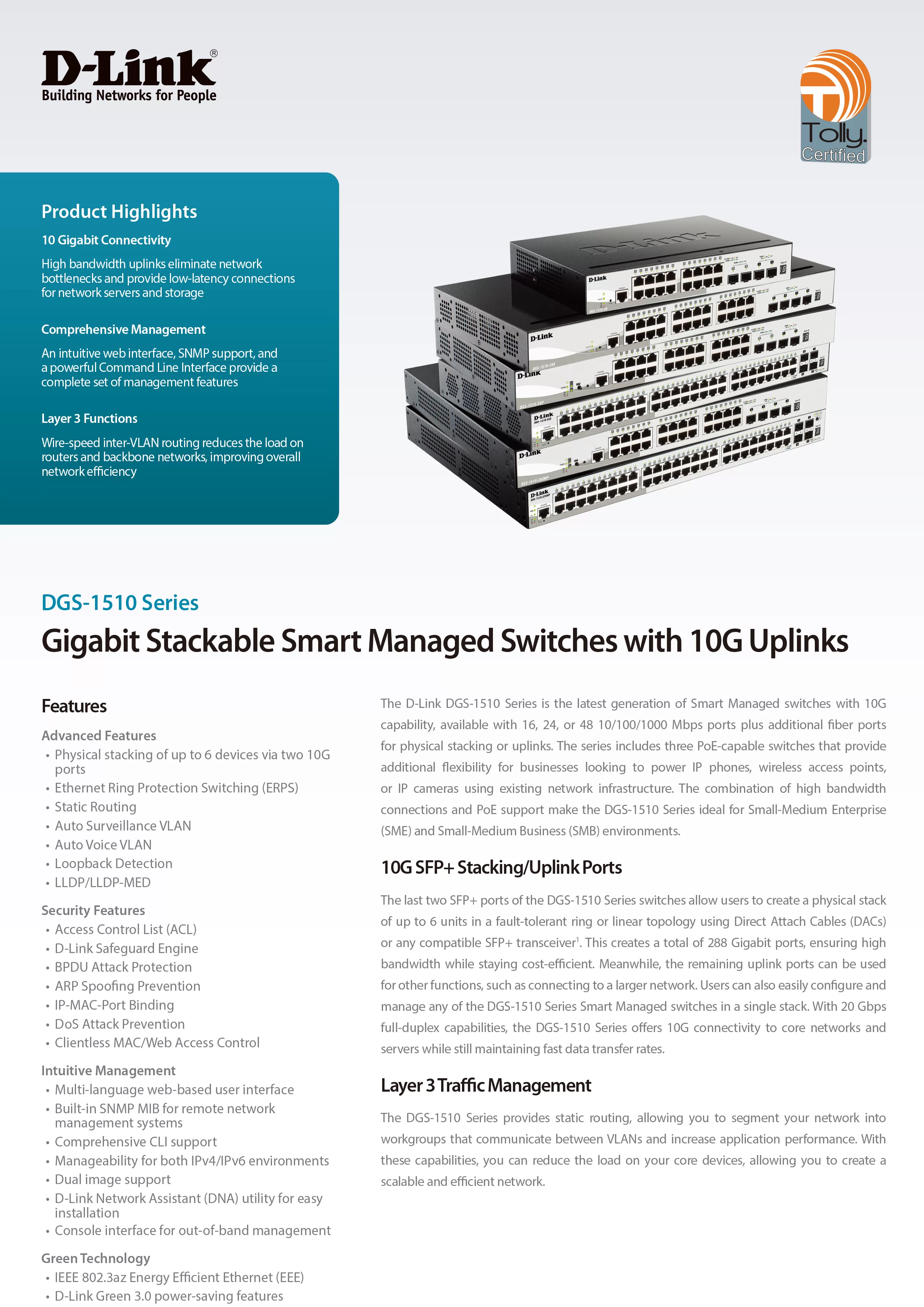 D-Link 友訊 DGS-1510-52XMP Layer 2+ Gigabit 可堆疊智慧型供電網管交換器