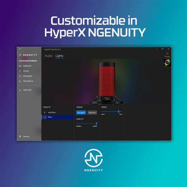 HyperX QuadCast 2 USB 電競麥克風-雪白藍光