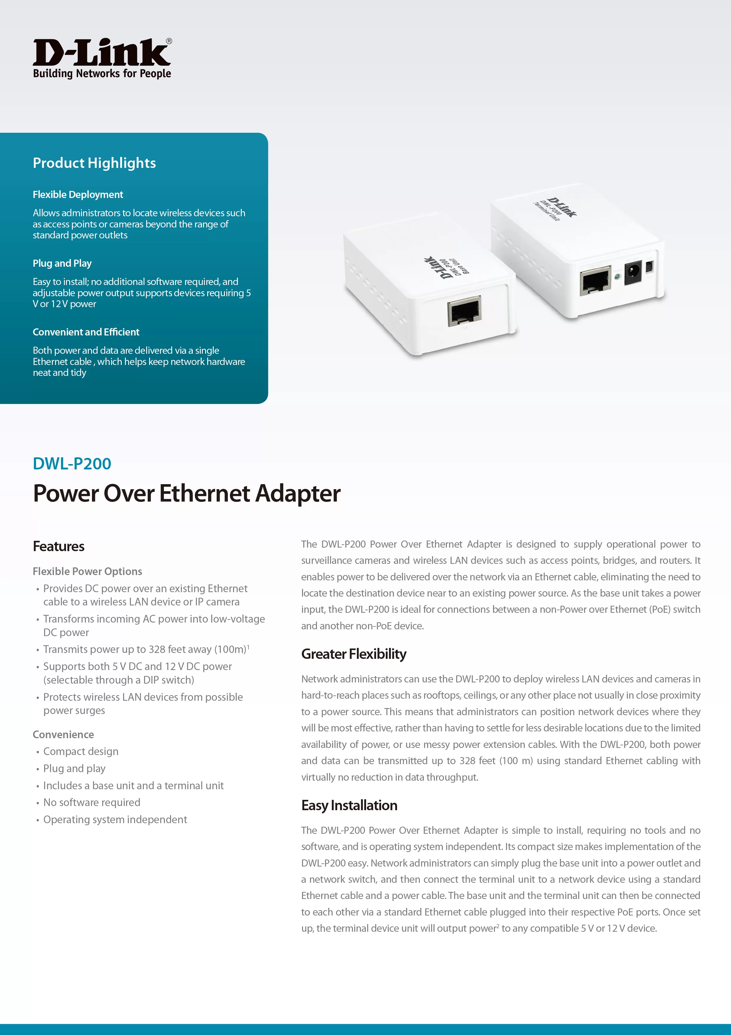 D-Link 友訊 DWL-P200 PoE線路轉換器