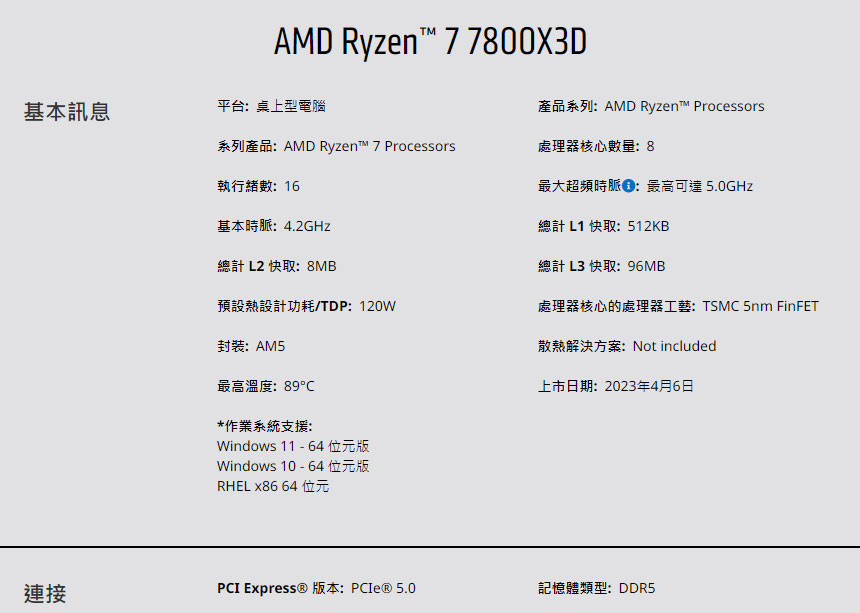 AMD Ryzen 7 7800X3D ( 100-100000910WOF )