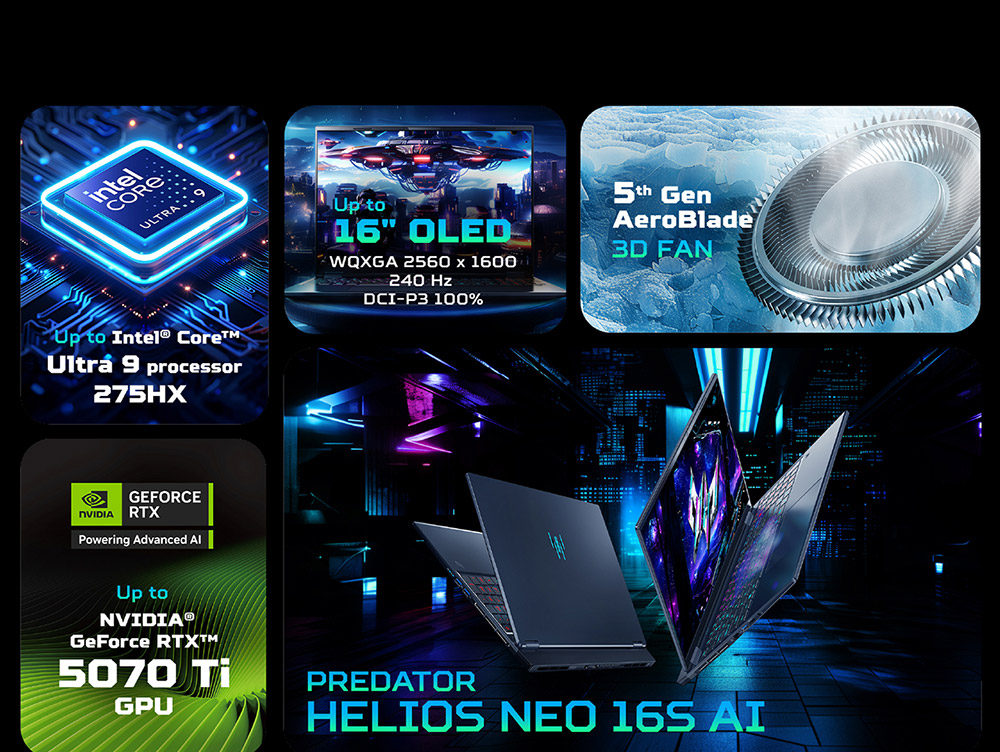 ACER Predator Helios Neo PHN16S-71-79XM(黑) ( UN.QX9TA.001 ) 電競AI筆電(RTX5070)