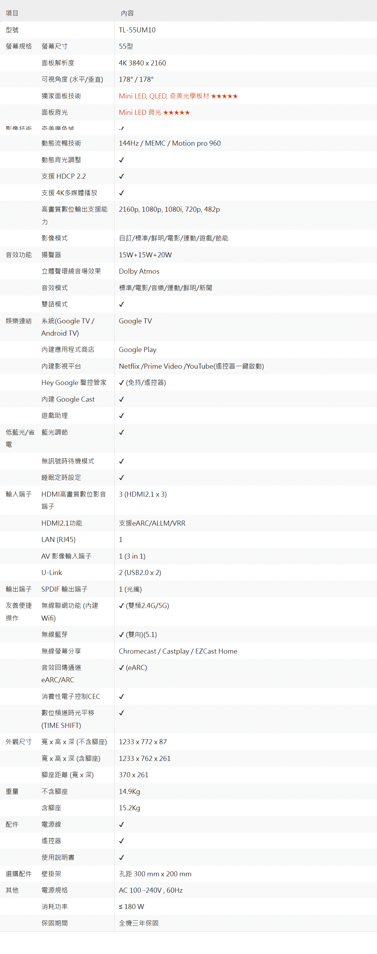 CHIMEI 55吋 奇美 TL-55UM10 MiniLED 智慧連網液晶顯示器,實際價格以報價為主,U52330056,CHIMEI55吋奇美TL-55UM10MiniLED智慧連網液晶顯示器,原廠保固,大量採購歡迎洽詢