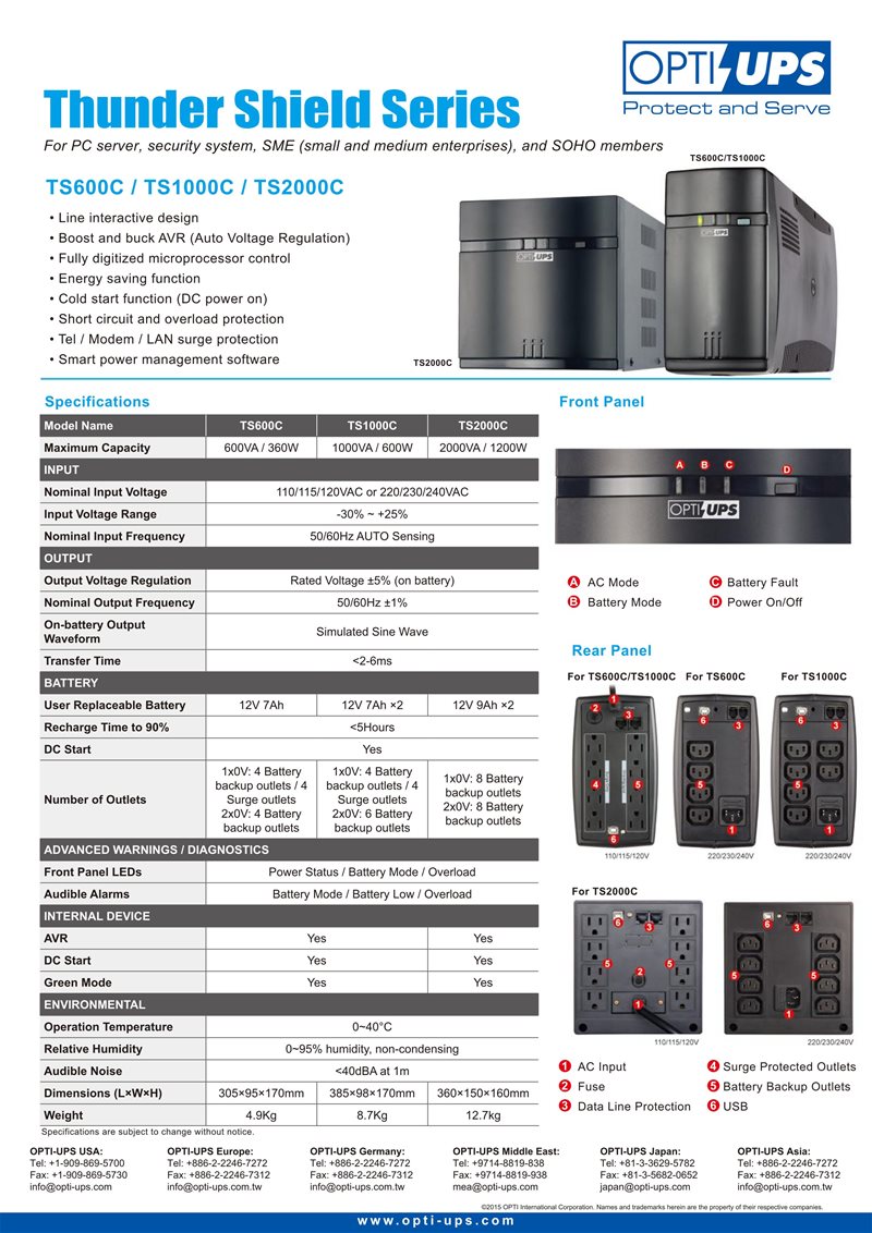 OPTI 蓄源 在線互動式UPS 1000VA 110V ( TS1000C ),U52380046,OPTI蓄源在線互動式UPS1000VA110V(TS1000C),原廠保固,大量採購歡迎洽詢,品質保證
