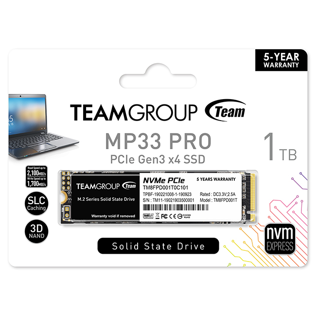 TEAM十銓 MP33 PRO 1TB M.2 PCIe SSD ( TM8FPD001T0C101 )內接固態式硬碟,U52390027,TEAM十銓MP33PRO1TBM.2PCIeSSD(TM8FPD001T0C101)內接固態式硬碟,原廠保固,大量採購歡迎洽詢,品質保證