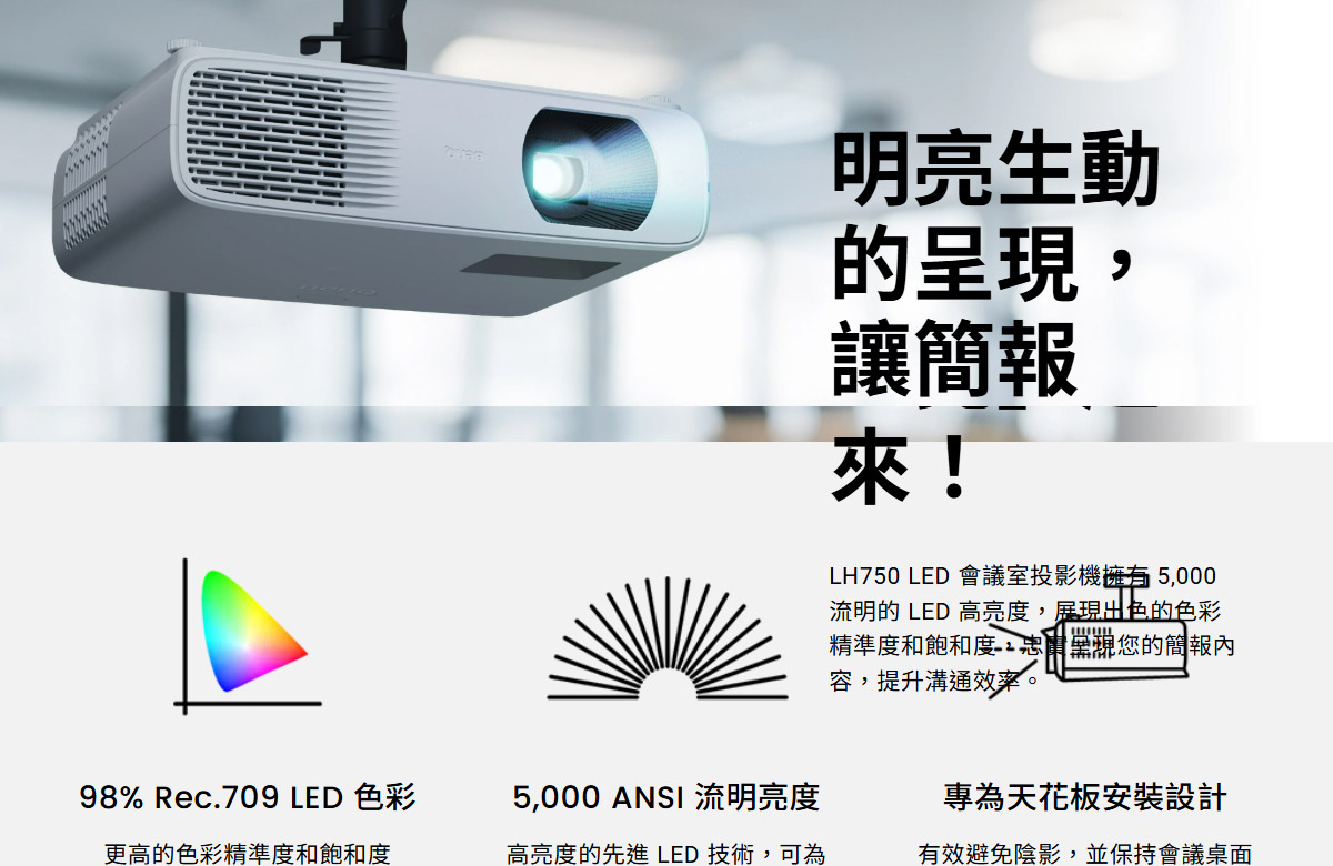 BenQ LH750 LED投影機5000ANSI,U52520060,BenQLH750LED投影機5000ANSI,原廠保固,大量採購歡迎洽詢,品質保證